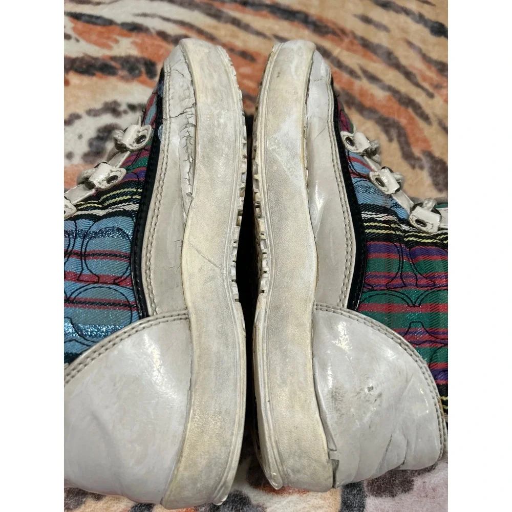 Coach Peggey Plaid Quilted Snow Boots White Multicolor Apres Ski‎ 2000's Y2K 6.5